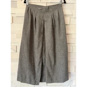 VINTAGE Wool Flannel Pleat Front Midi Skirt Pockets Academia Preppy Old Money 12